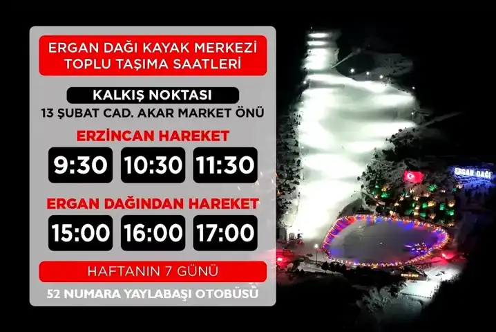 Ergan Dağı Kayak Merkezi'ne Otobüs Seferleri Başlıyor!